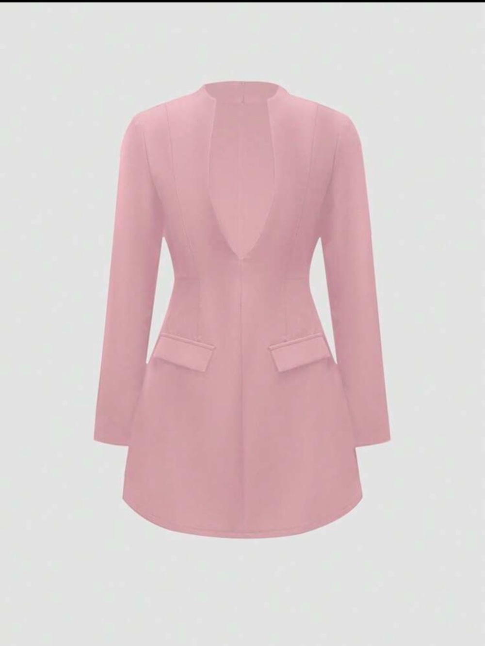 Pink V-Neck Longline Blazer